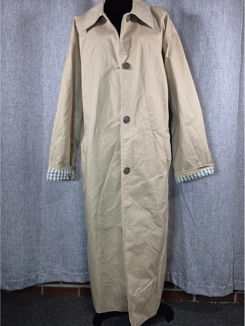 Universal Thread Women’s XL Tan Long Trench Coat Plaid Lined